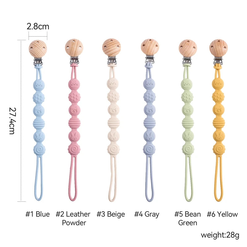 1PC Baby Silicone Teether Toy with Pacifier Chain | BPA-Free Finger Ring Soothing Teething Toy for Newborns & Baby Shower Gifts