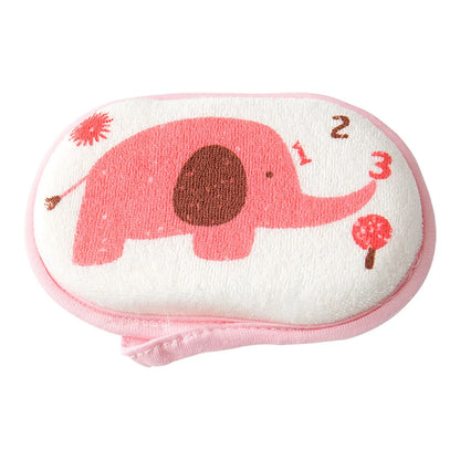 Baby Bath Sponge Brush | Soft Cotton Scrubber Towel with Elephant Pattern | Infant & Children Shower Bath Ball