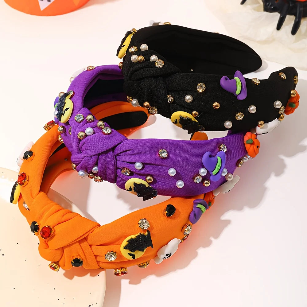 Halloween Headband for Girls & Women | Pumpkin, Bat, Ghost, Witch Hat Costume Hair Accessory | Funny Dress-Up Party Gift