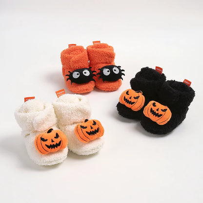 Baby Halloween Booties | Soft Anti-Slip Infant Slippers | Warm Fall Winter First Walker Shoes for Newborns & Toddlers