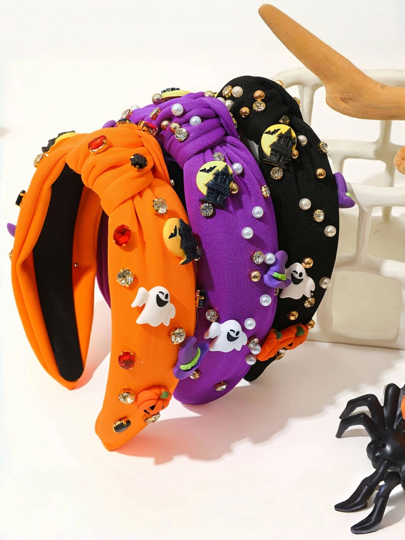 Halloween Headband for Girls & Women | Pumpkin, Bat, Ghost, Witch Hat Costume Hair Accessory | Funny Dress-Up Party Gift