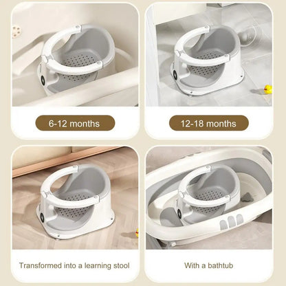 Real-time Temperature Silicone Baby Take A Bath Bathtub Non-Slip Foot Bath Bucket Folding Bathroom With Temperature Sensing