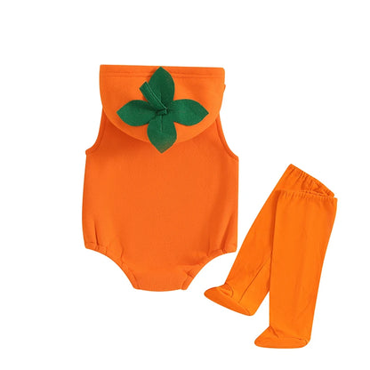 Baby Halloween Costume | Newborn Infant Pumpkin Print Romper + Stockings | Cute Animal Themed Outfit for Baby Boys & Girls