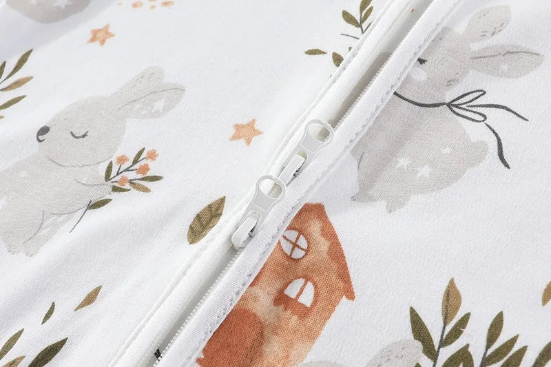 Pure Cotton Baby Sleeping Bag – Newborn One-Piece Sleep Sack with Long Sleeves, Anti-Startle Design for Summer & Spring
