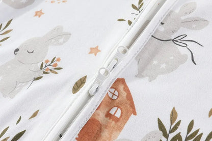 Pure Cotton Baby Sleeping Bag – Newborn One-Piece Sleep Sack with Long Sleeves, Anti-Startle Design for Summer & Spring