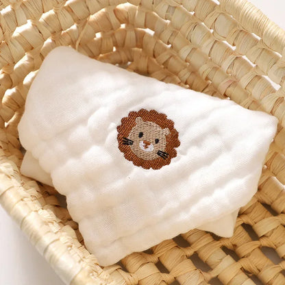 Baby Saliva Towels – 6 Layer Cotton Embroidered Washcloths | Soft Hand & Face Wipes, Burp Cloths, Bibs for Newborns & Toddlers