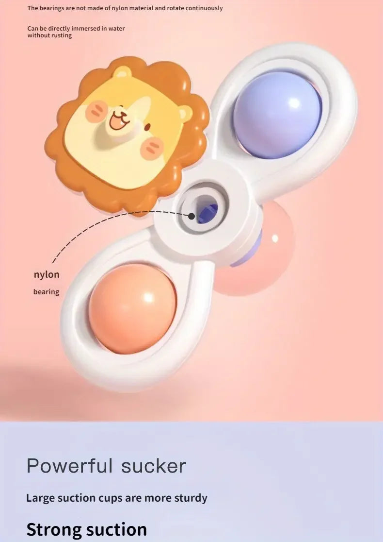 3PCS Baby Suction Cup Spinner Toys – Sensory Educational Bath Toys for Infants & Toddlers, Stress Relief Gift