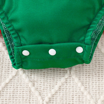 Christmas Baby Outfit | Newborn Santa Claus Costume Set with Green Romper & Elf Hat (2 Pcs, 0–18 Months)