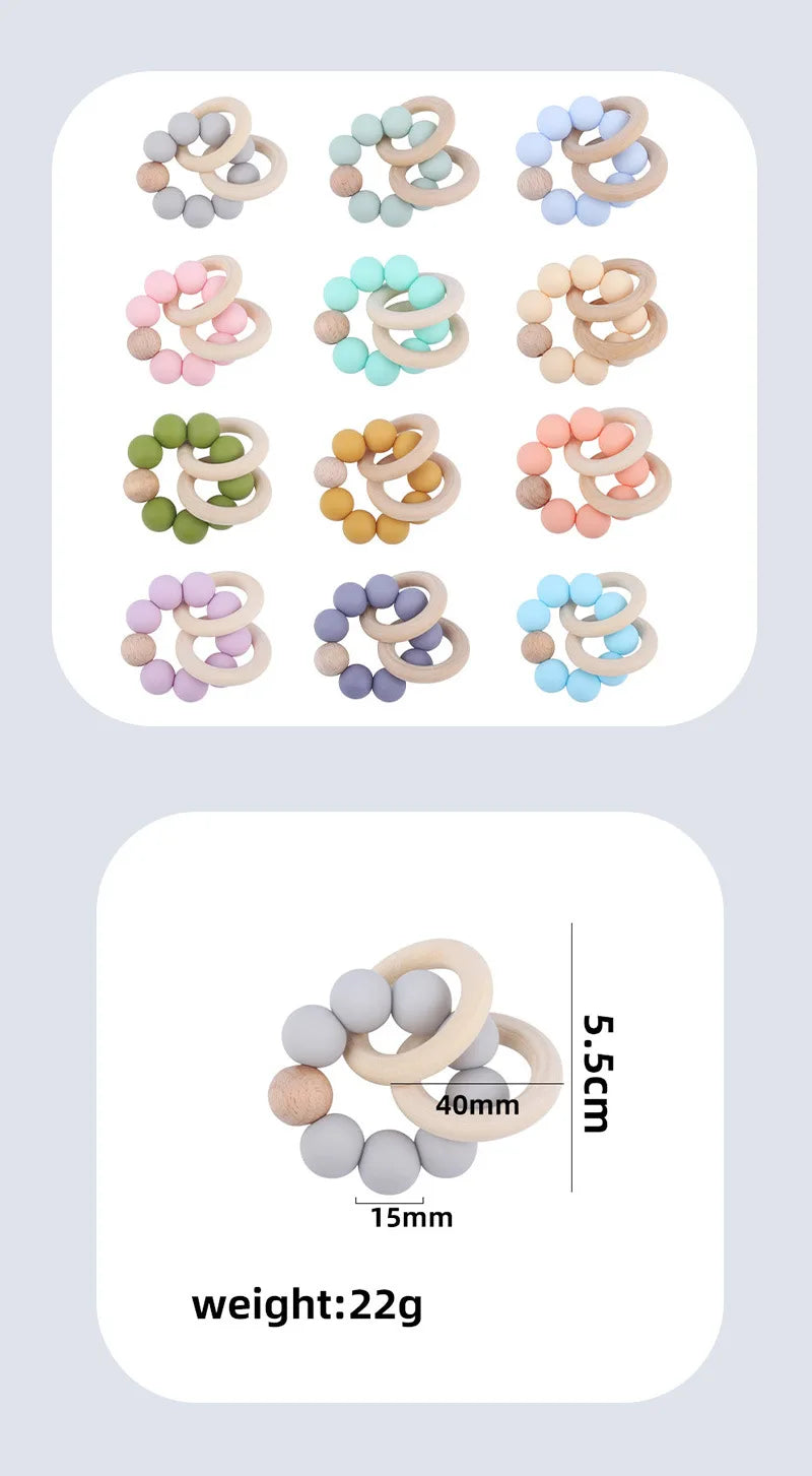 Teethers for Baby Teething Toy Silicone Bead Chew Newborn Bath  Bébé Accessories  Mordedores De Silicona Para Silicone toys