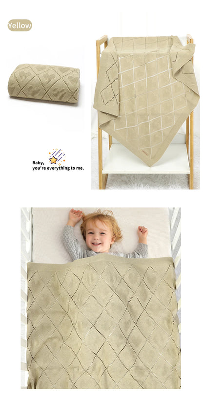 Super Soft Cotton Baby Blanket – Newborn Knit Swaddle Wrap for Stroller, Nursery & Sleeping (90×70cm)