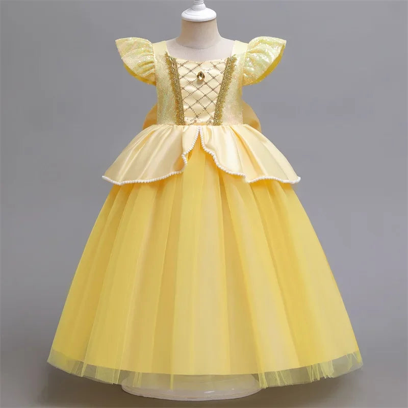 Cinderella Belle Princess Costume Dress for Girls | Rapunzel Cosplay Outfit | Kids Halloween Disguise, Christmas & Birthday Party Clothes