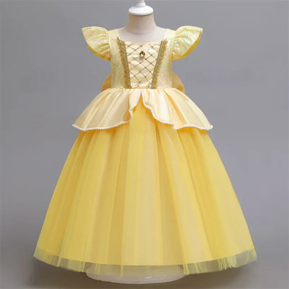Cinderella Belle Princess Costume Dress for Girls | Rapunzel Cosplay Outfit | Kids Halloween Disguise, Christmas & Birthday Party Clothes