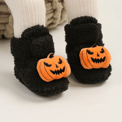 Baby Halloween Booties | Soft Anti-Slip Infant Slippers | Warm Fall Winter First Walker Shoes for Newborns & Toddlers
