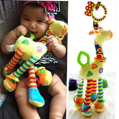 Soft Infant Crib & Stroller Mobile Hanging Rattle – Cute Stuffed Animal Baby Toys | Educational Hand Grip Toy for Brain Development