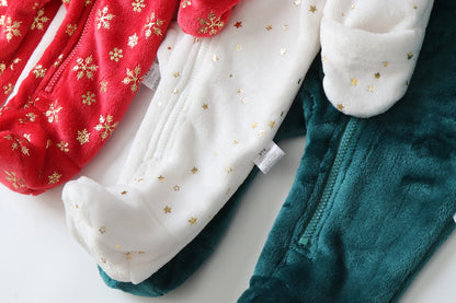 AYNIGIELL Newborn Baby Christmas Clothes | Plush Winter Romper Jumpsuit | Infant Boys Girls Warm Holiday Outfit