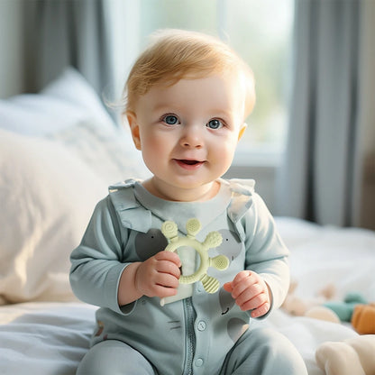 1PC Baby Silicone Teether Toy with Pacifier Chain | BPA-Free Finger Ring Soothing Teething Toy for Newborns & Baby Shower Gifts