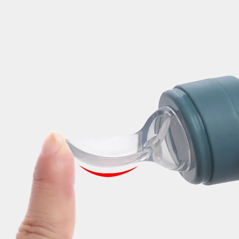 Baby Spoon Bottle Feeder – Silicone Squeeze Spoon with Medicine Dropper | Safe Feeding Utensils & Cutlery for Infants & Toddlers