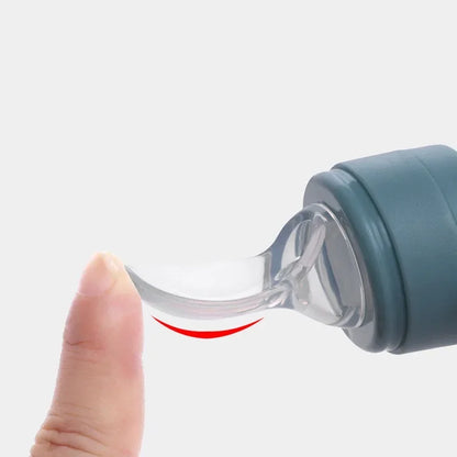 Baby Spoon Bottle Feeder – Silicone Squeeze Spoon with Medicine Dropper | Safe Feeding Utensils & Cutlery for Infants & Toddlers