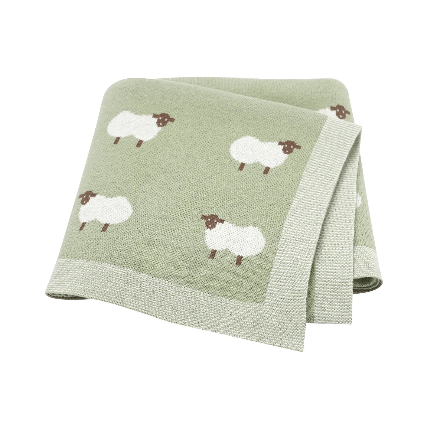 Infant Baby Cotton Blanket 90x70cm – Soft Sleepsack & Swaddle Quilt with Cute Cartoon Sheep | Newborn Boy & Girl Bedding Plaid for Crib & Stroller