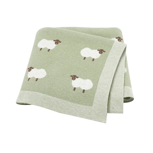 Infant Baby Cotton Blanket 90x70cm – Soft Sleepsack & Swaddle Quilt with Cute Cartoon Sheep | Newborn Boy & Girl Bedding Plaid for Crib & Stroller