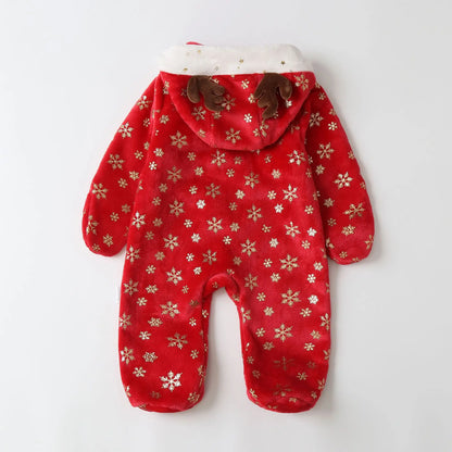AYNIGIELL Newborn Baby Christmas Clothes | Plush Winter Romper Jumpsuit | Infant Boys Girls Warm Holiday Outfit