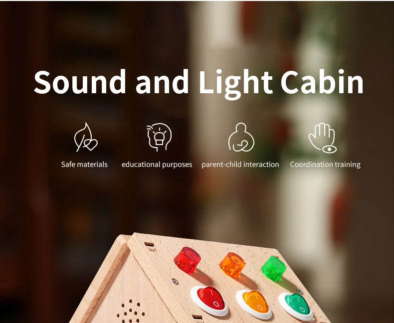 Montessori Busy House – Educational Wooden Activity Toy with Light Switches, Buttons & Music for 3-Year-Old Boys & Girls, Hands-On Learning Gift