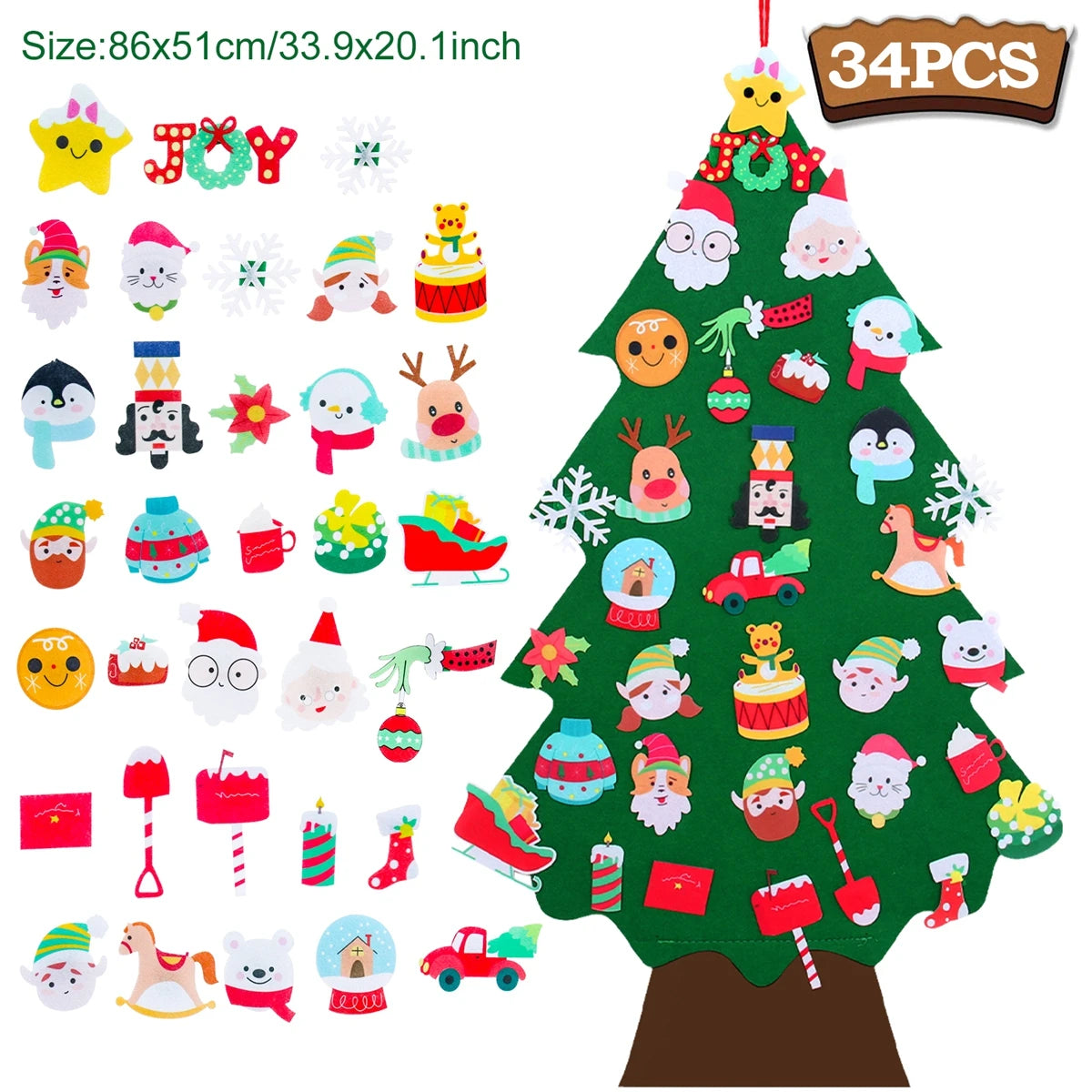 Kids DIY Felt Christmas Tree | Wall Hanging Xmas Tree with Ornaments | 2025 Christmas & 2026 New Year Decorations