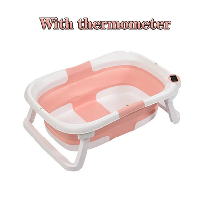 Real-time Temperature Silicone Baby Bathtub – Folding Non-Slip Infant Bath Bucket with Temperature Sensing for Safe Bathing