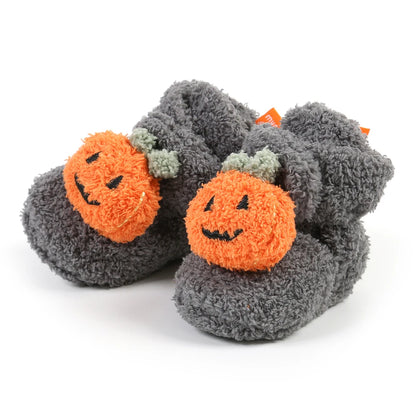 Baby Halloween Pumpkin Booties | Infant Newborn Sock Shoes | Winter Warm Crib Shoes | First Walkers & Prewalkers