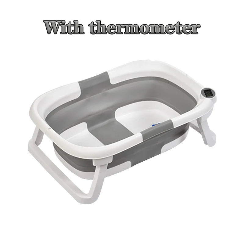 Real-time Temperature Silicone Baby Bathtub – Folding Non-Slip Infant Bath Bucket with Temperature Sensing for Safe Bathing