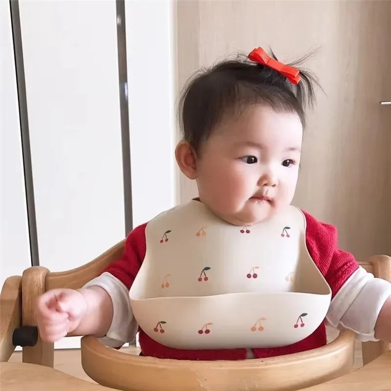 Fashionable Baby Silicone Bib – Adjustable Waterproof Feeding Cloth & Saliva Towel | Newborn Infant Bibs for Boys & Girls