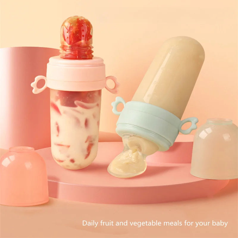 Baby Spoon Bottle Feeder – Silicone Squeeze Spoon with Medicine Dropper | Safe Feeding Utensils & Cutlery for Infants & Toddlers
