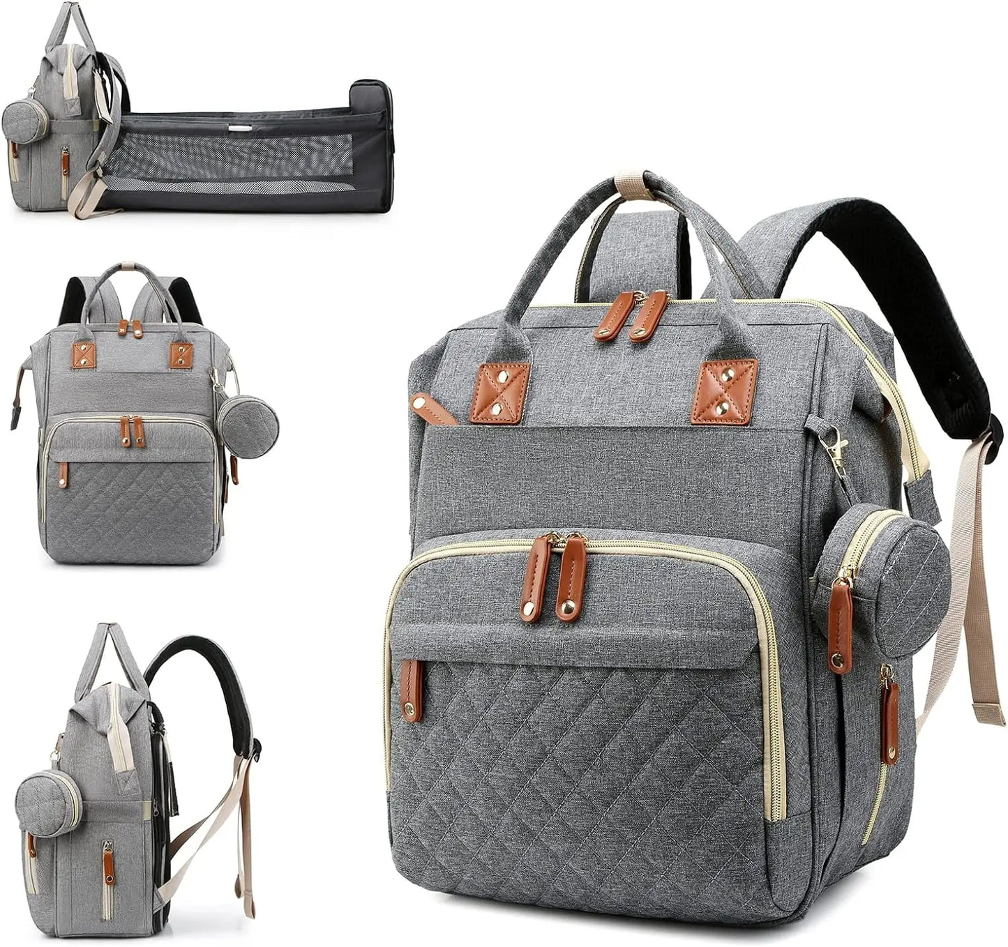 3-in-1 Baby Diaper Bag Backpack with Changing Station – Foldable Changing Pad & Large Travel Backpack for Boys & Girls