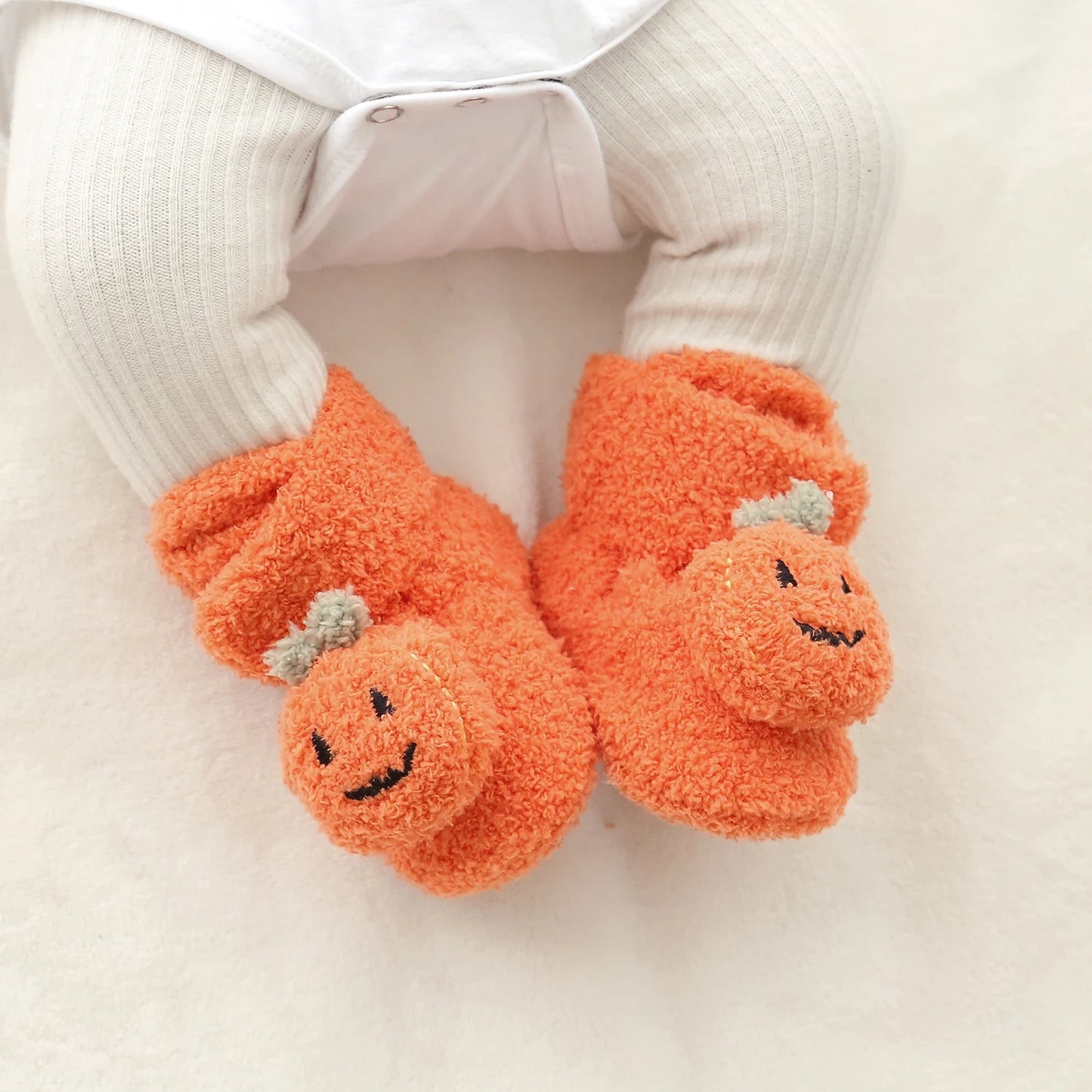 Baby Halloween Pumpkin Booties | Infant Newborn Sock Shoes | Winter Warm Crib Shoes | First Walkers & Prewalkers