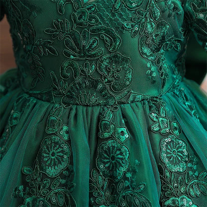 Baby Girl Christmas Dress | Toddler Long Sleeve Lace Tutu Princess Gown | 1st Birthday, Wedding & Party Outfit