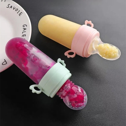 Baby Spoon Bottle Feeder – Silicone Squeeze Spoon with Medicine Dropper | Safe Feeding Utensils & Cutlery for Infants & Toddlers