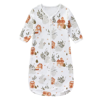 Pure Cotton Baby Sleeping Bag – Newborn One-Piece Sleep Sack with Long Sleeves, Anti-Startle Design for Summer & Spring