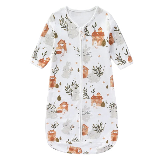 Pure Cotton Baby Sleeping Bag – Newborn One-Piece Sleep Sack with Long Sleeves, Anti-Startle Design for Summer & Spring