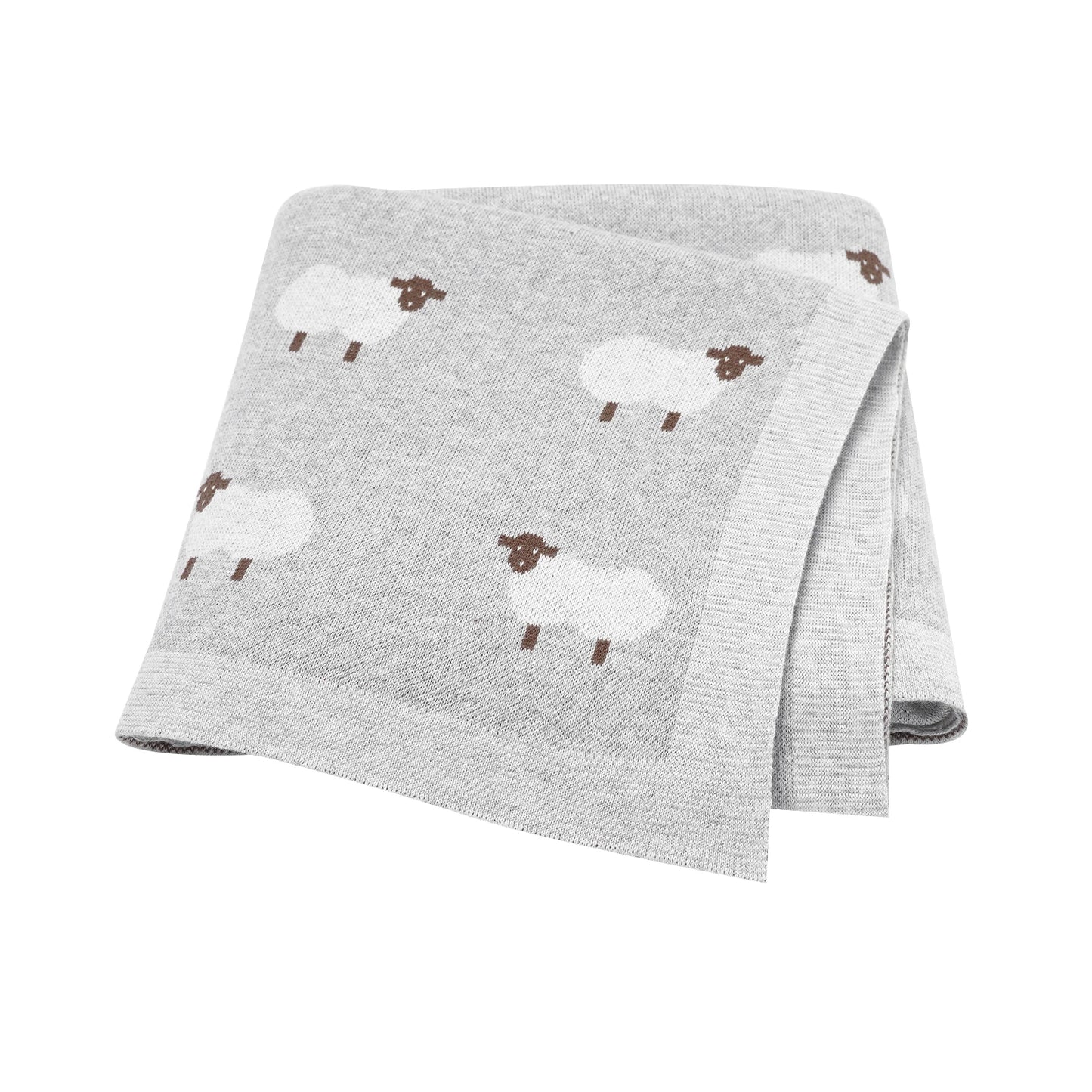 Infant Baby Cotton Blanket 90x70cm – Soft Sleepsack & Swaddle Quilt with Cute Cartoon Sheep | Newborn Boy & Girl Bedding Plaid for Crib & Stroller