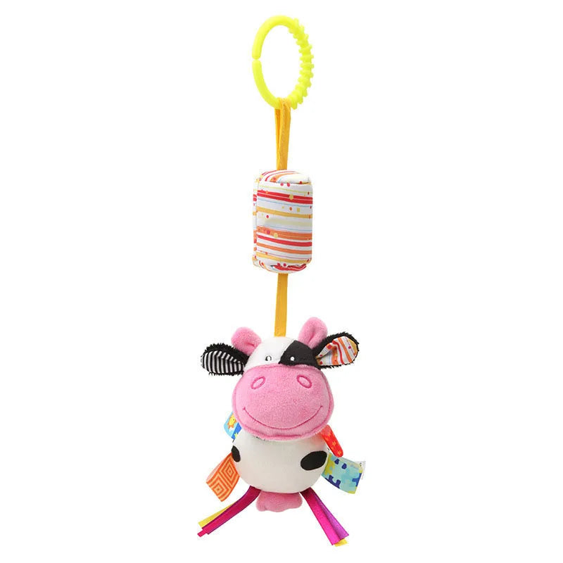 Soft Infant Crib & Stroller Mobile Hanging Rattle – Cute Stuffed Animal Baby Toys | Educational Hand Grip Toy for Brain Development