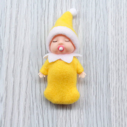 7cm Christmas Elf Baby Dolls | Miniature Dolls with Dummy & Movable Arms Legs | Dollhouse Accessories & Holiday Decorations