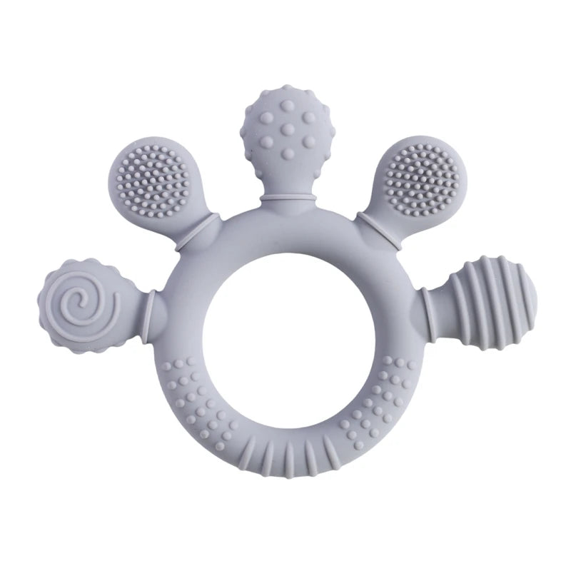 1PC Baby Silicone Teether Toy with Pacifier Chain | BPA-Free Finger Ring Soothing Teething Toy for Newborns & Baby Shower Gifts