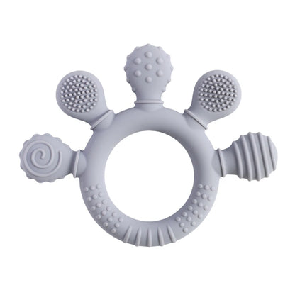 1PC Baby Silicone Teether Toy with Pacifier Chain | BPA-Free Finger Ring Soothing Teething Toy for Newborns & Baby Shower Gifts