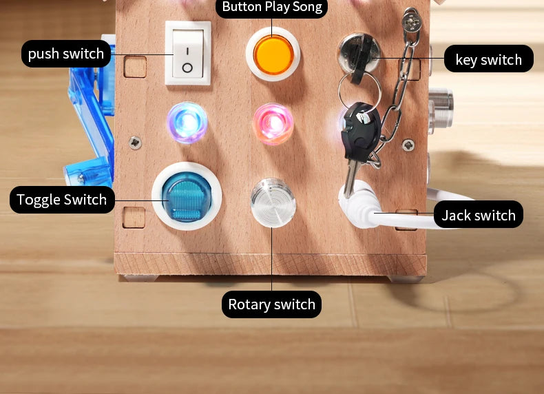 Montessori Busy House – Educational Wooden Activity Toy with Light Switches, Buttons & Music for 3-Year-Old Boys & Girls, Hands-On Learning Gift