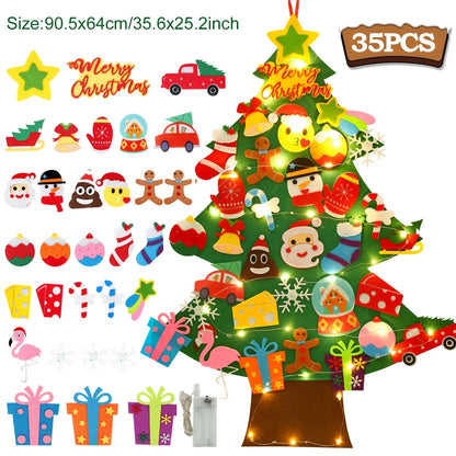Kids DIY Felt Christmas Tree | Wall Hanging Xmas Tree with Ornaments | 2025 Christmas & 2026 New Year Decorations