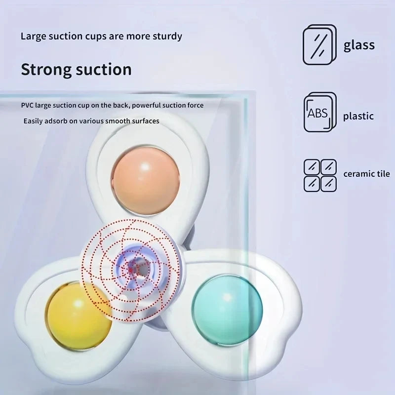 3PCS Baby Suction Cup Spinner Toys – Sensory Educational Bath Toys for Infants & Toddlers, Stress Relief Gift