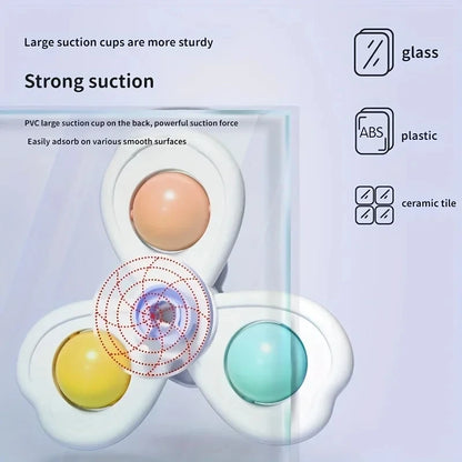 3PCS Baby Suction Cup Spinner Toys – Sensory Educational Bath Toys for Infants & Toddlers, Stress Relief Gift