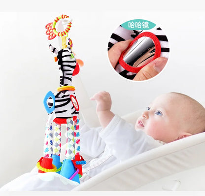 Soft Giraffe & Zebra Animal Handbell Rattle Plush Baby Toy with Teether | Infant Developmental Handle Toys for Newborn Gifts