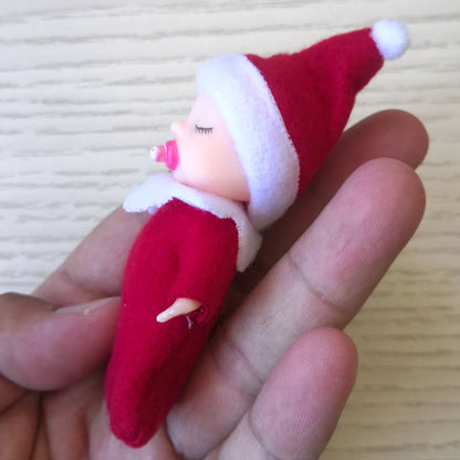 7cm Christmas Elf Baby Dolls | Miniature Dolls with Dummy & Movable Arms Legs | Dollhouse Accessories & Holiday Decorations