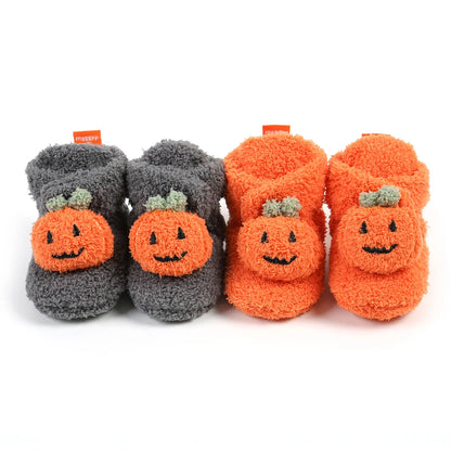 Baby Halloween Pumpkin Booties | Infant Newborn Sock Shoes | Winter Warm Crib Shoes | First Walkers & Prewalkers
